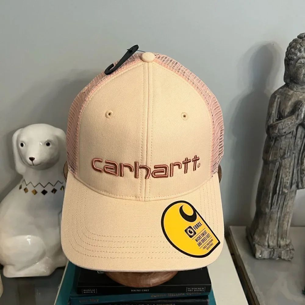 NWT Men’s Canvas Back Logo Carhartt Mesh Trucker Embroidered Snapback Hat.